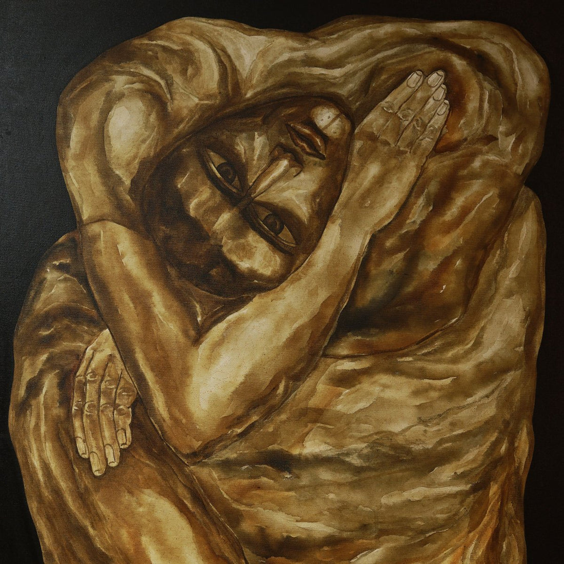 Untiltled Paining By Laxman Aelay - Acrylic on canvas