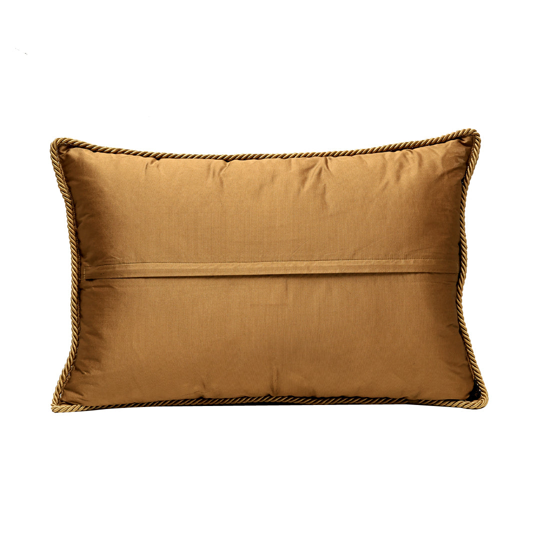 Mughal Cushion Cover - Beige Gold in Silk Blend 14&