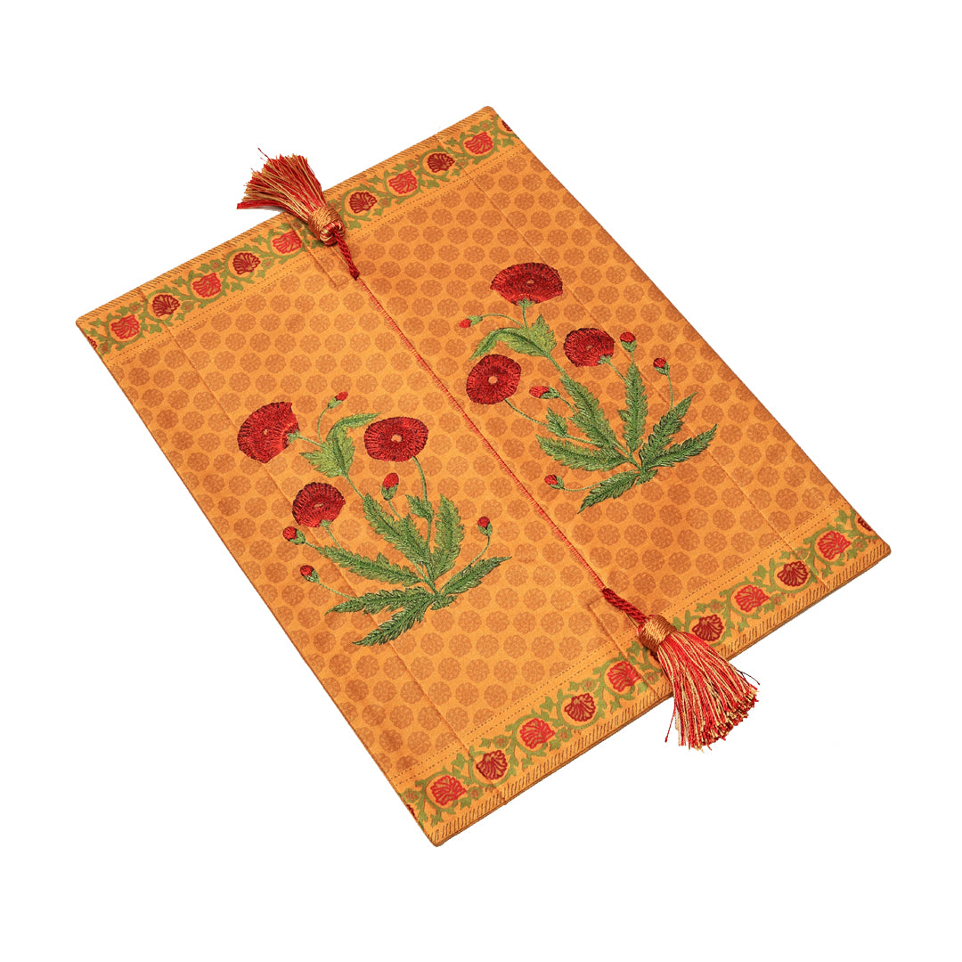 Mughal Tissue Box Cover - Yellow in Silk 15 x 10