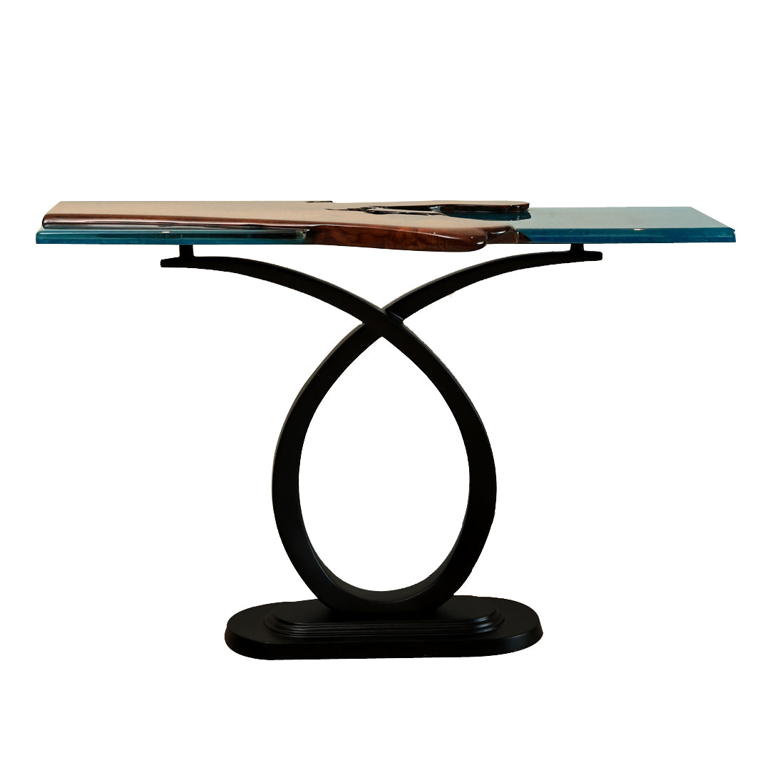 Eternal River Console- Teak Wood and Resin