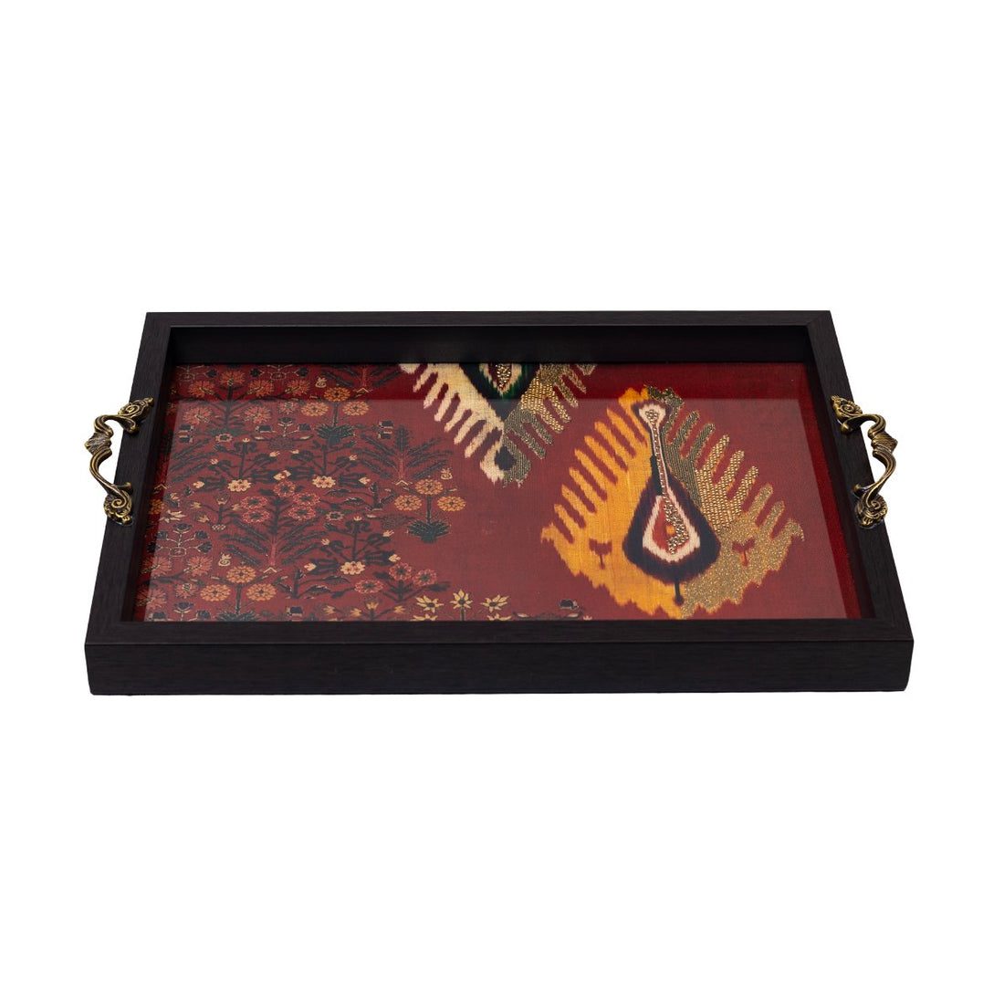 Odyssey Aaina Tray - Red Medium in Wood and Glass