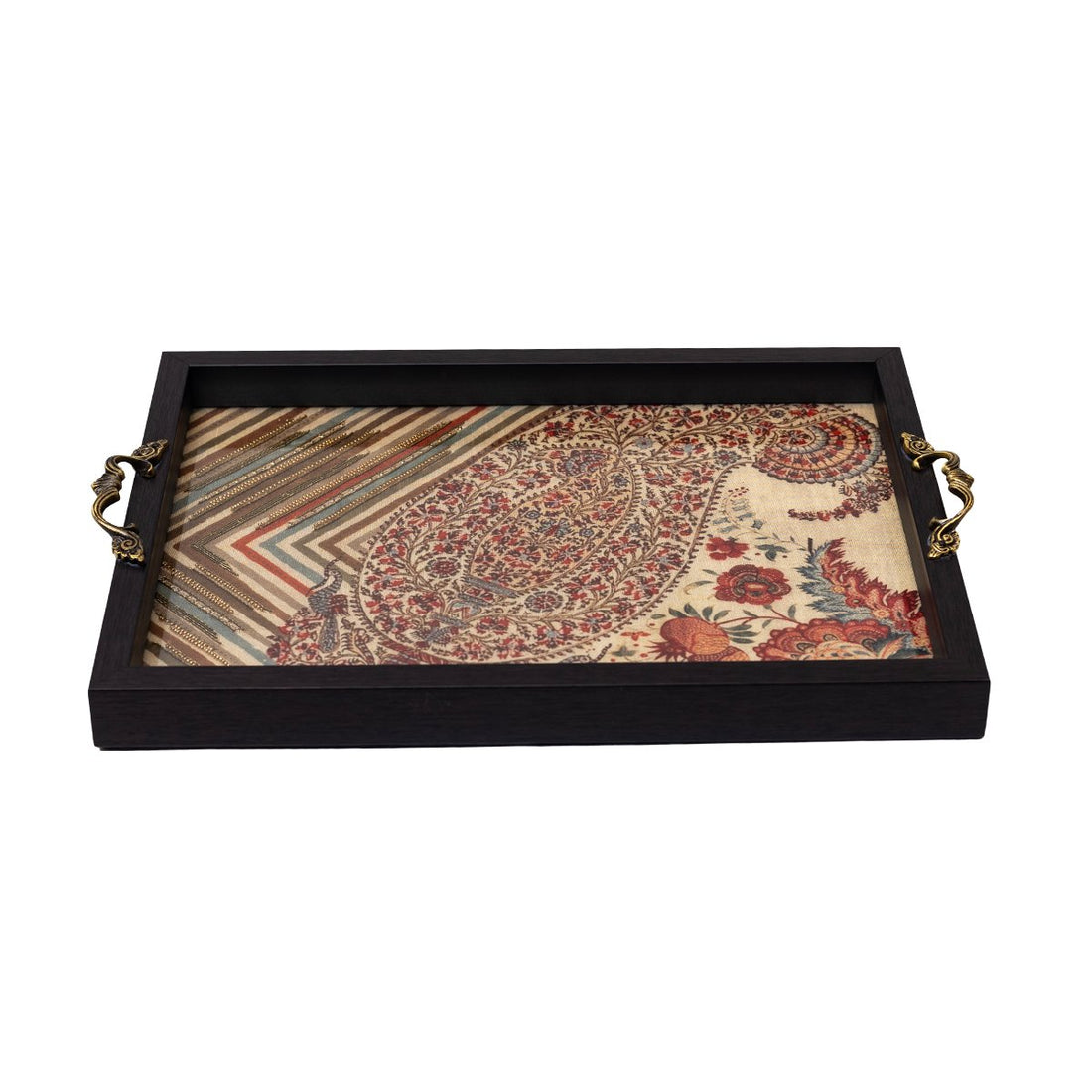 Odyssey Aaina Tray - Beige Medium in Wood and Glass
