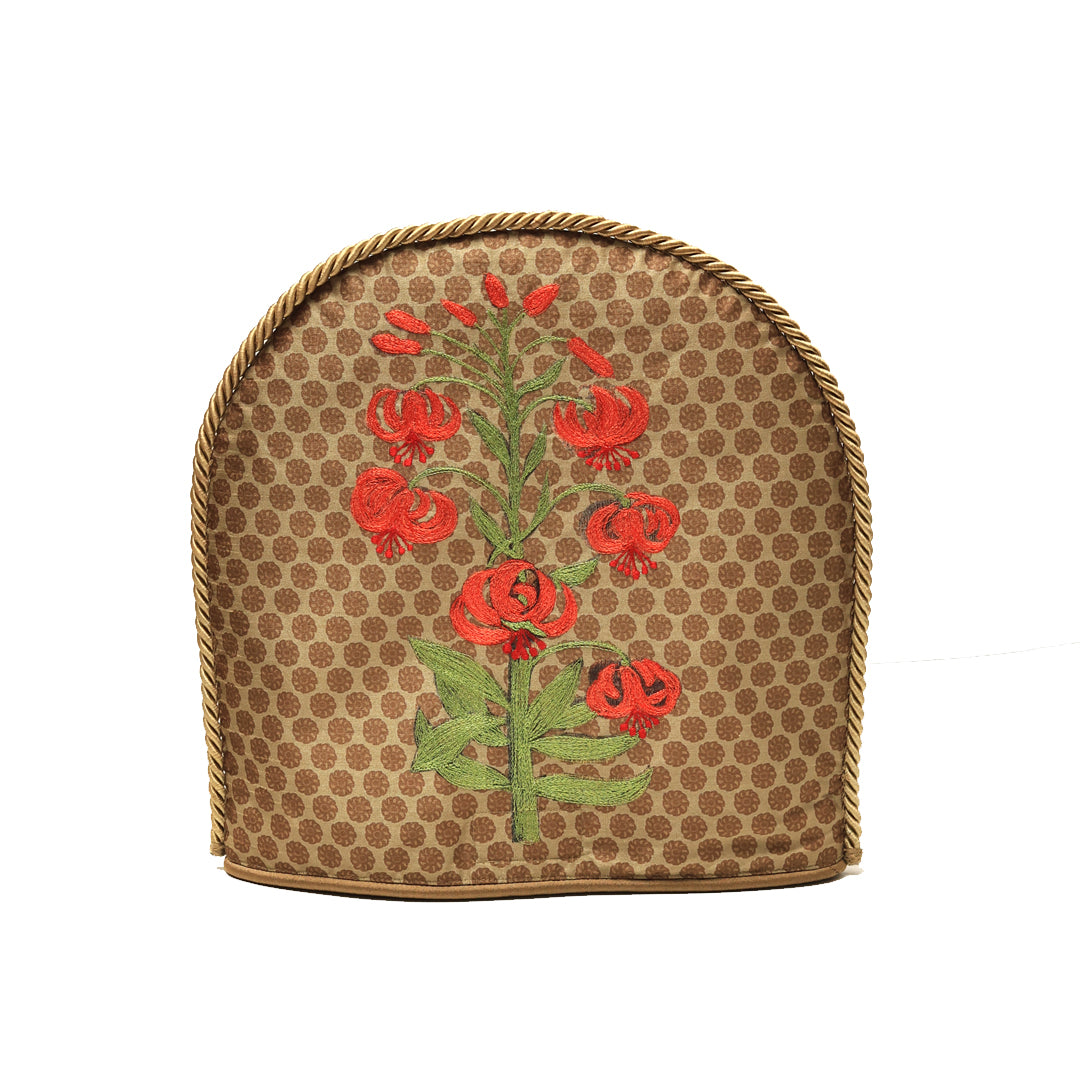 Mughal Tea Cosy Set - Olive in Silk
