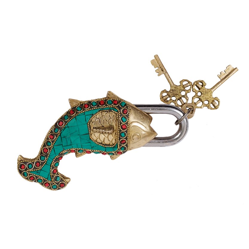 Matsya Lock - Firoza in Brass