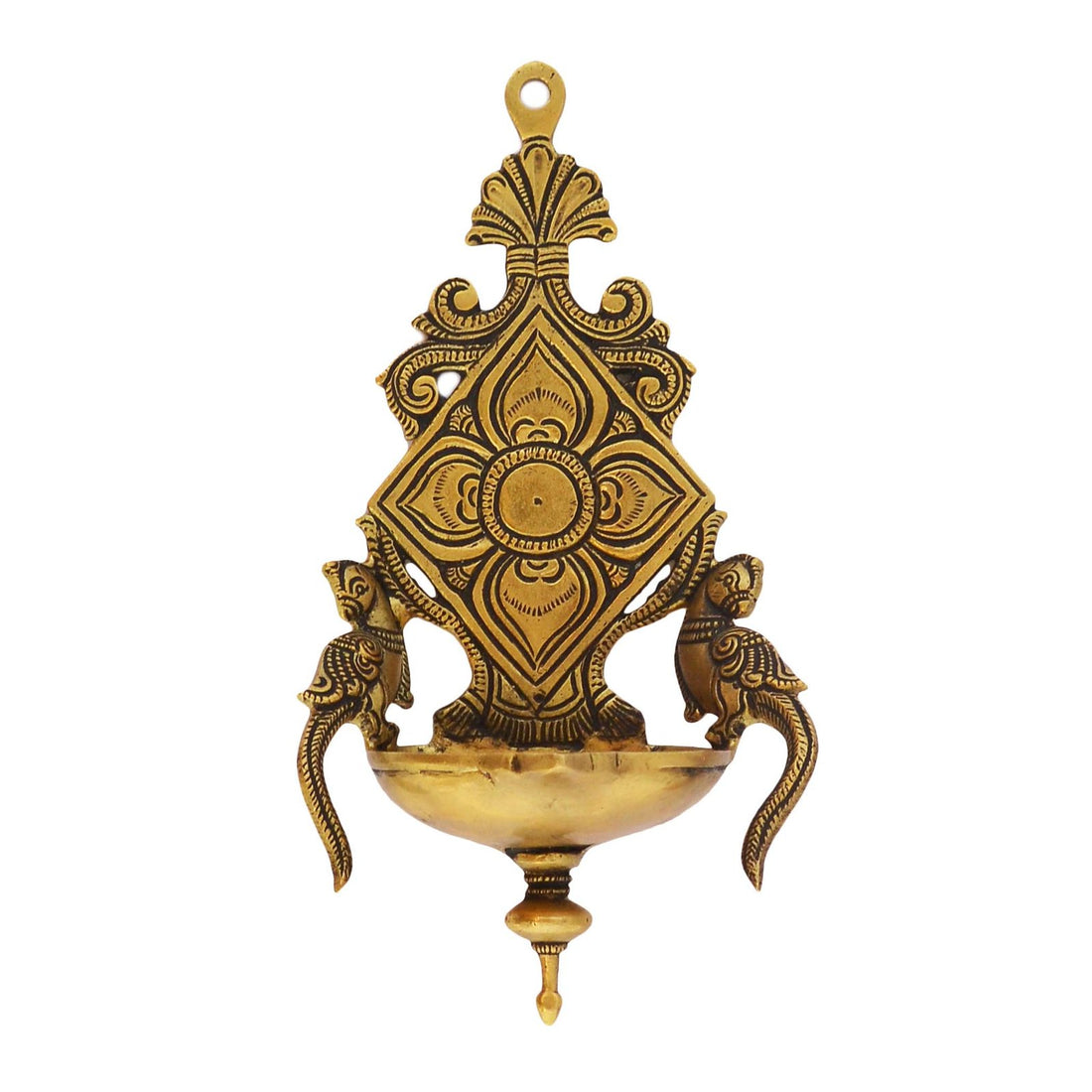 Twin Parrot - Wall Diya in Brass