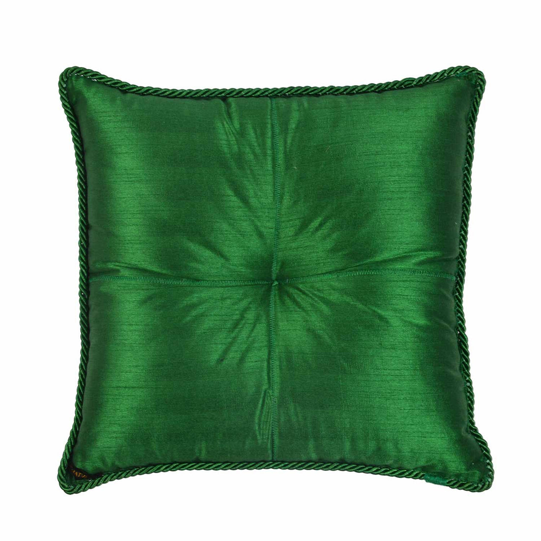 Tika-Resham Cushion - Green in Silk Blend 18&