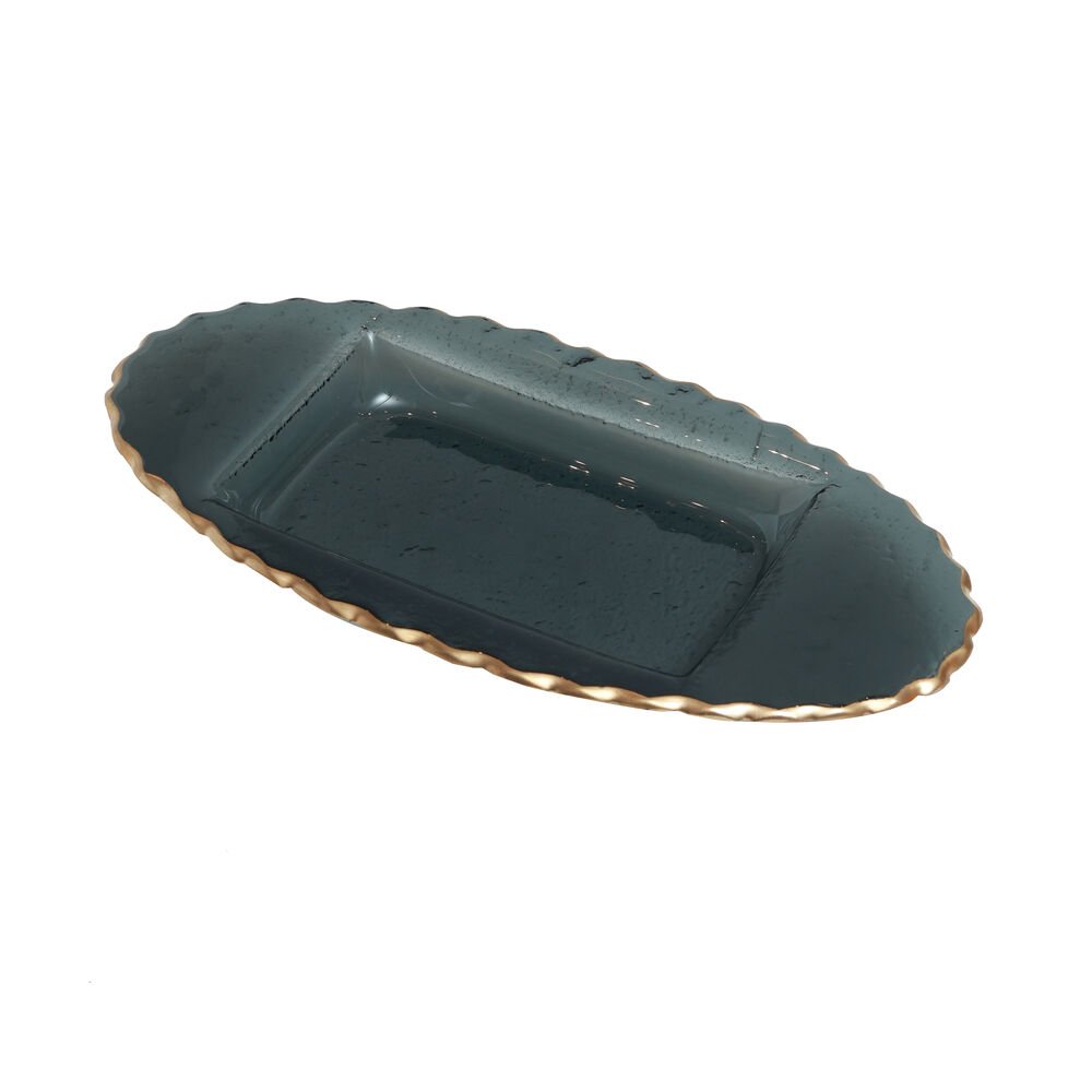 Smoky Platter - Small in Glass and Gold