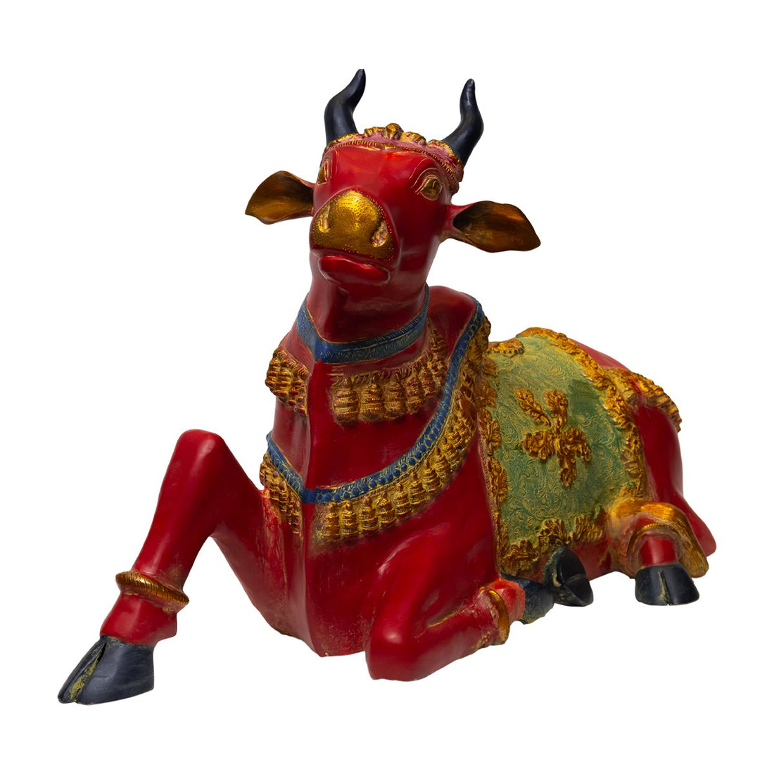Sitting Nandi - Colored in Brass