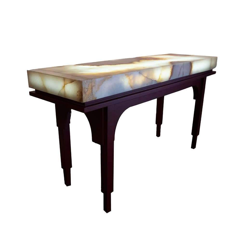 Glow Console - Onyx With Teak Wood
