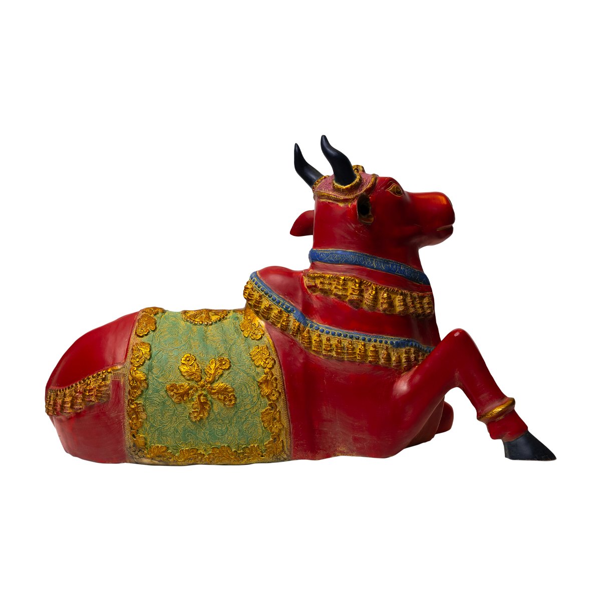Sitting Nandi - Colored in Brass
