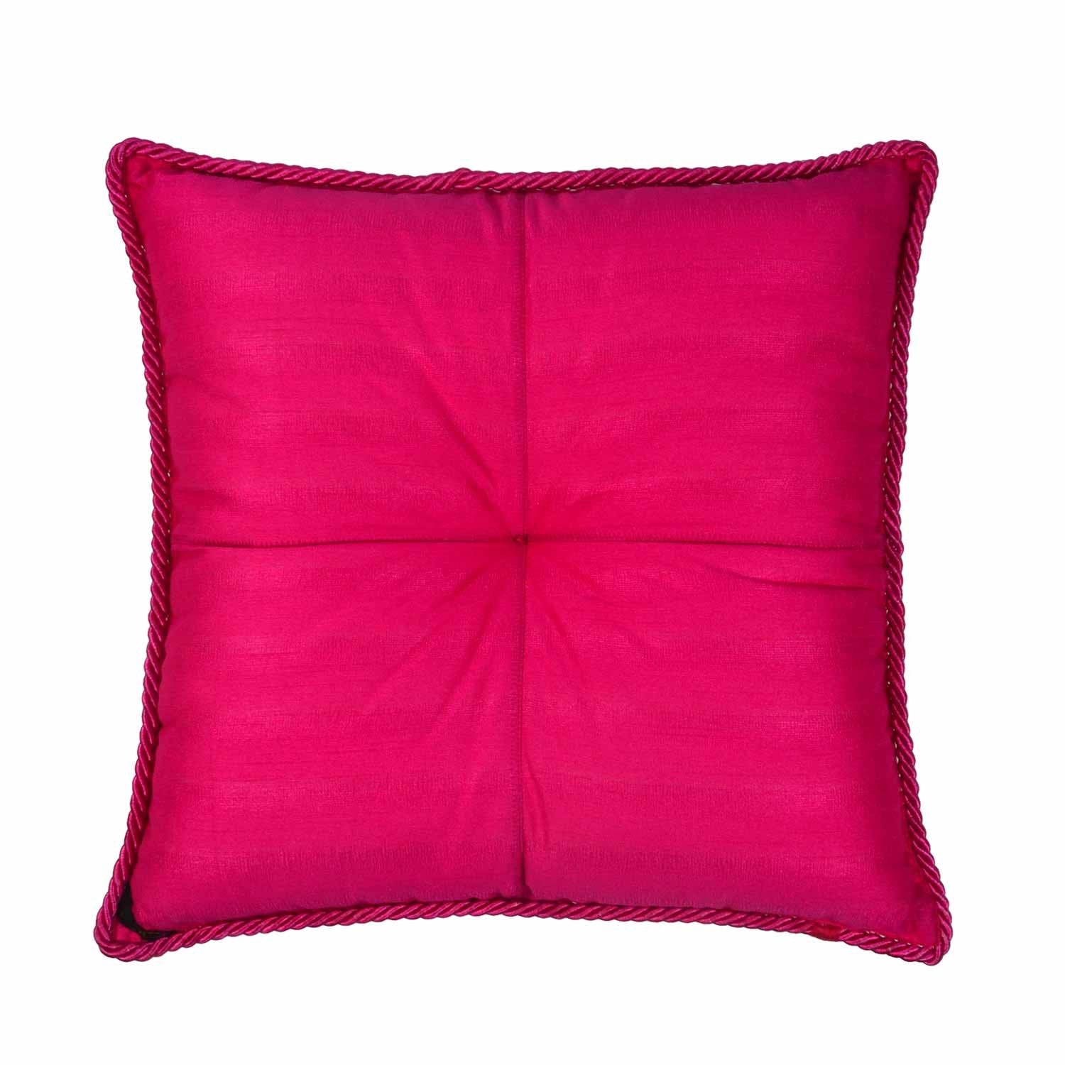 Tika-Resham Cushion - Magenta in Silk Blend 18&