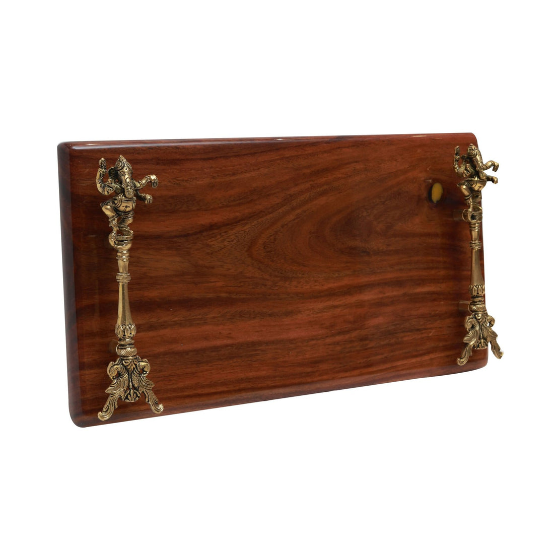 Ganesh Wooden Tray - Wood and Brass