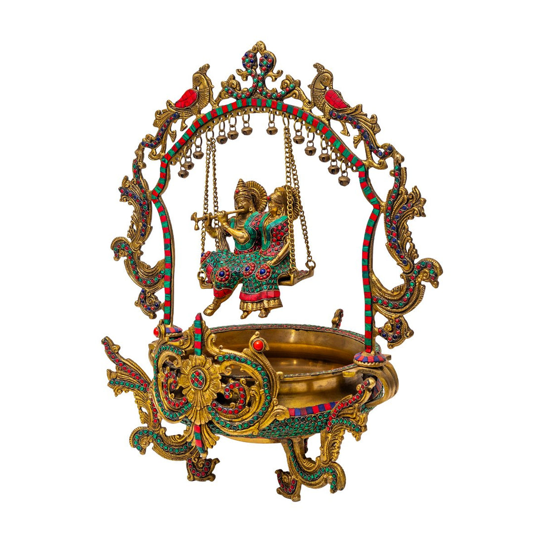 Radha Krishna With Ghungroo – Urli Firoza in Brass