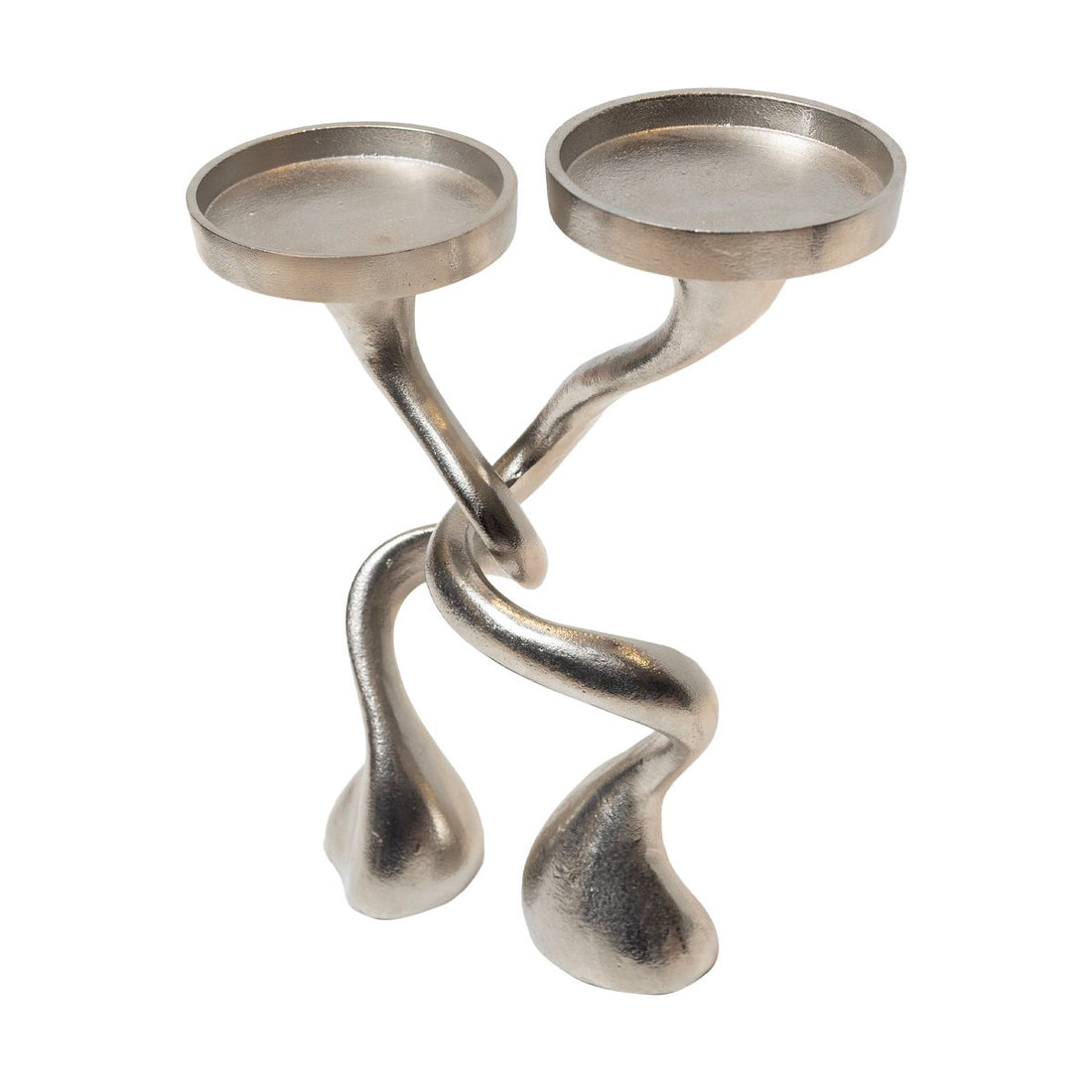 Dancing Pillar Candle Holder - Silver in Metal