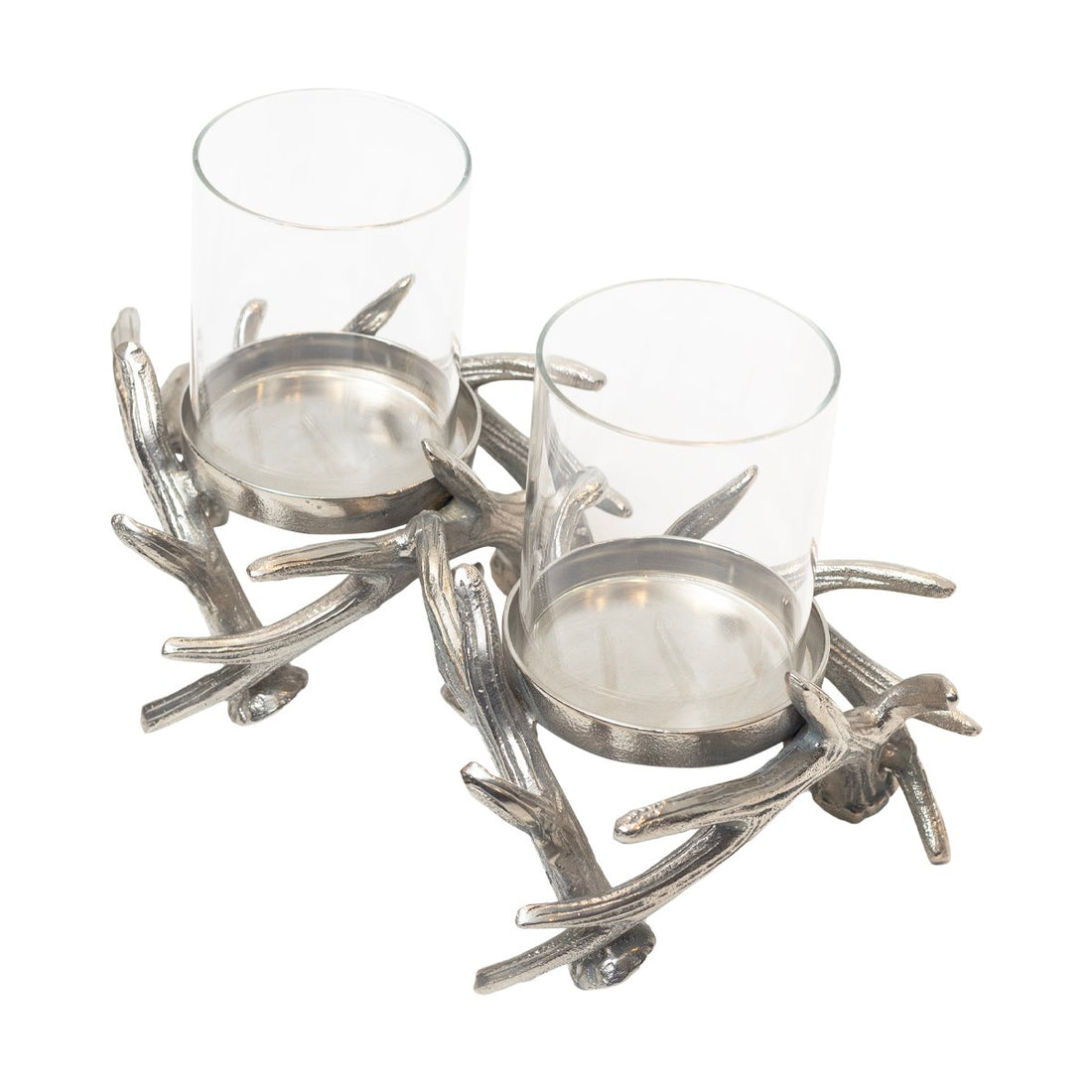 Candle Stand - Silver in Metal and Glass