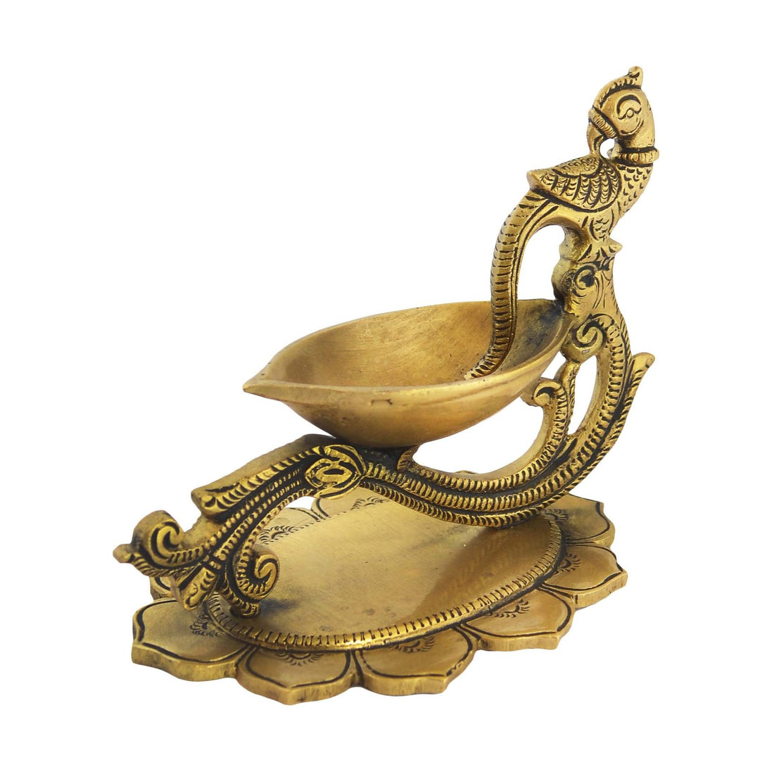 Parrot Diya With Handle in Brass