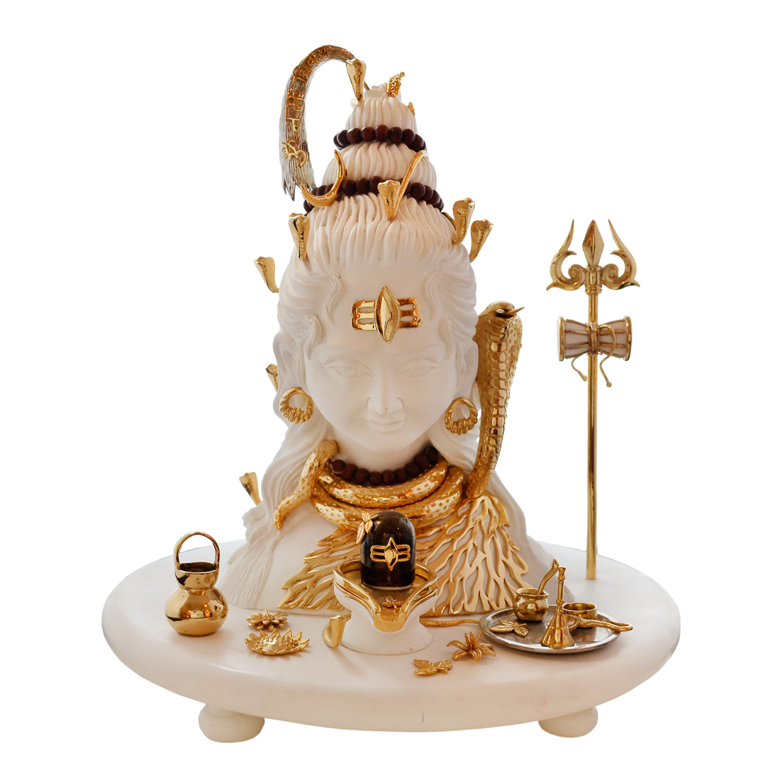 Shiv Ji Idol - White in Resin and Gold Plated