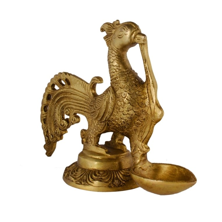 Peacock Aarti Diya - Brass