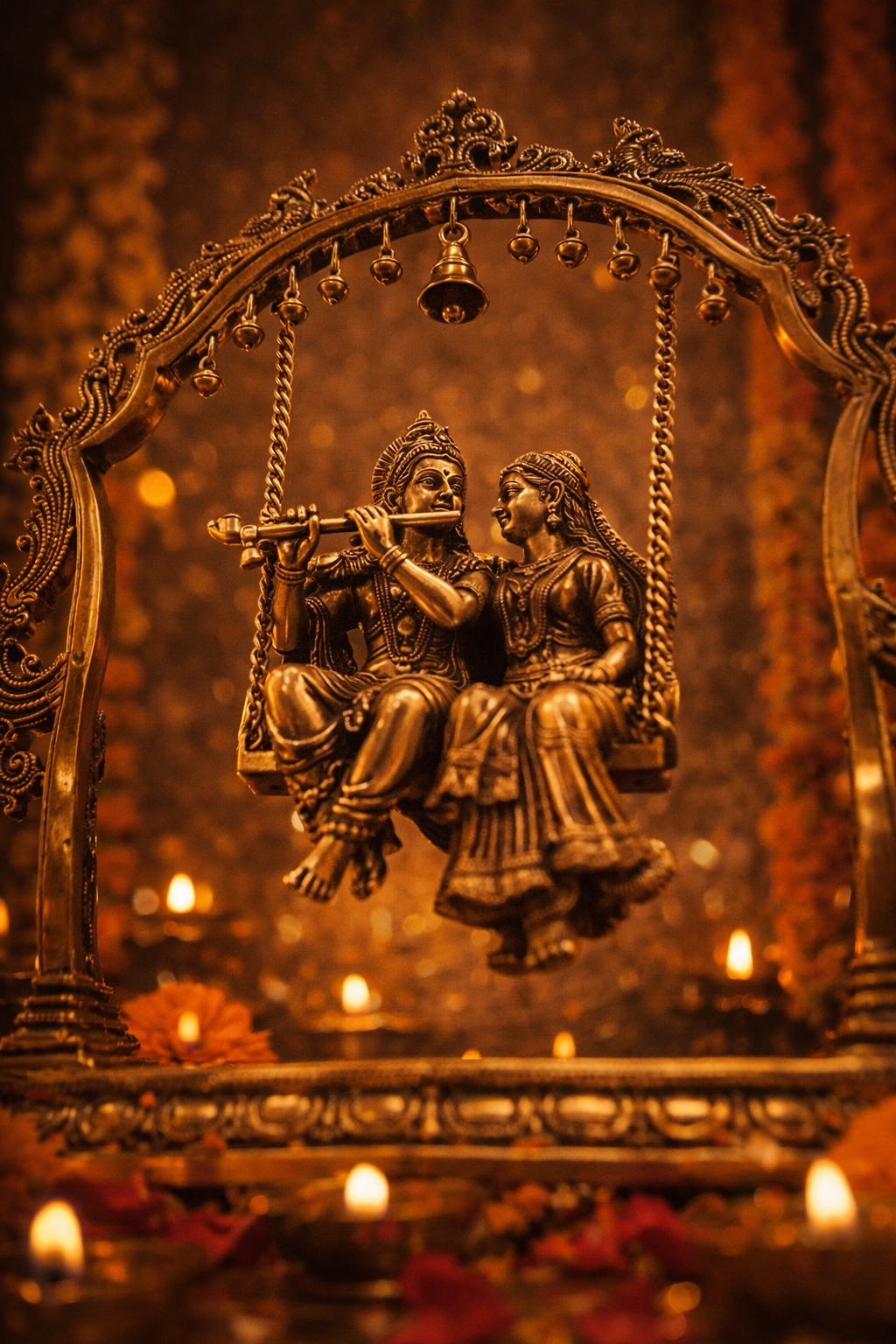 Radha Krishna With Ghungroo - Urli in Brass
