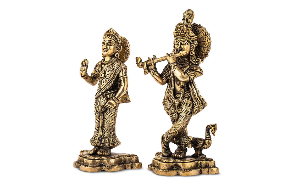Radha Krishna Standing Idol - Small in Brass