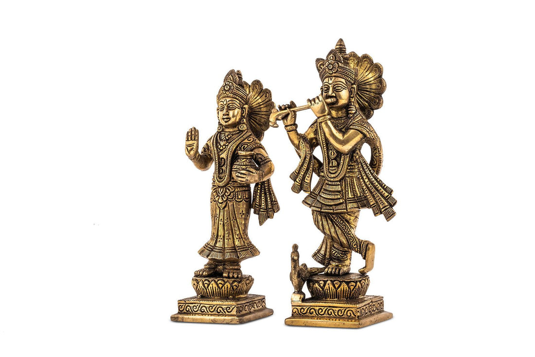 Radha Krishna Standing Idol - Large in Brass