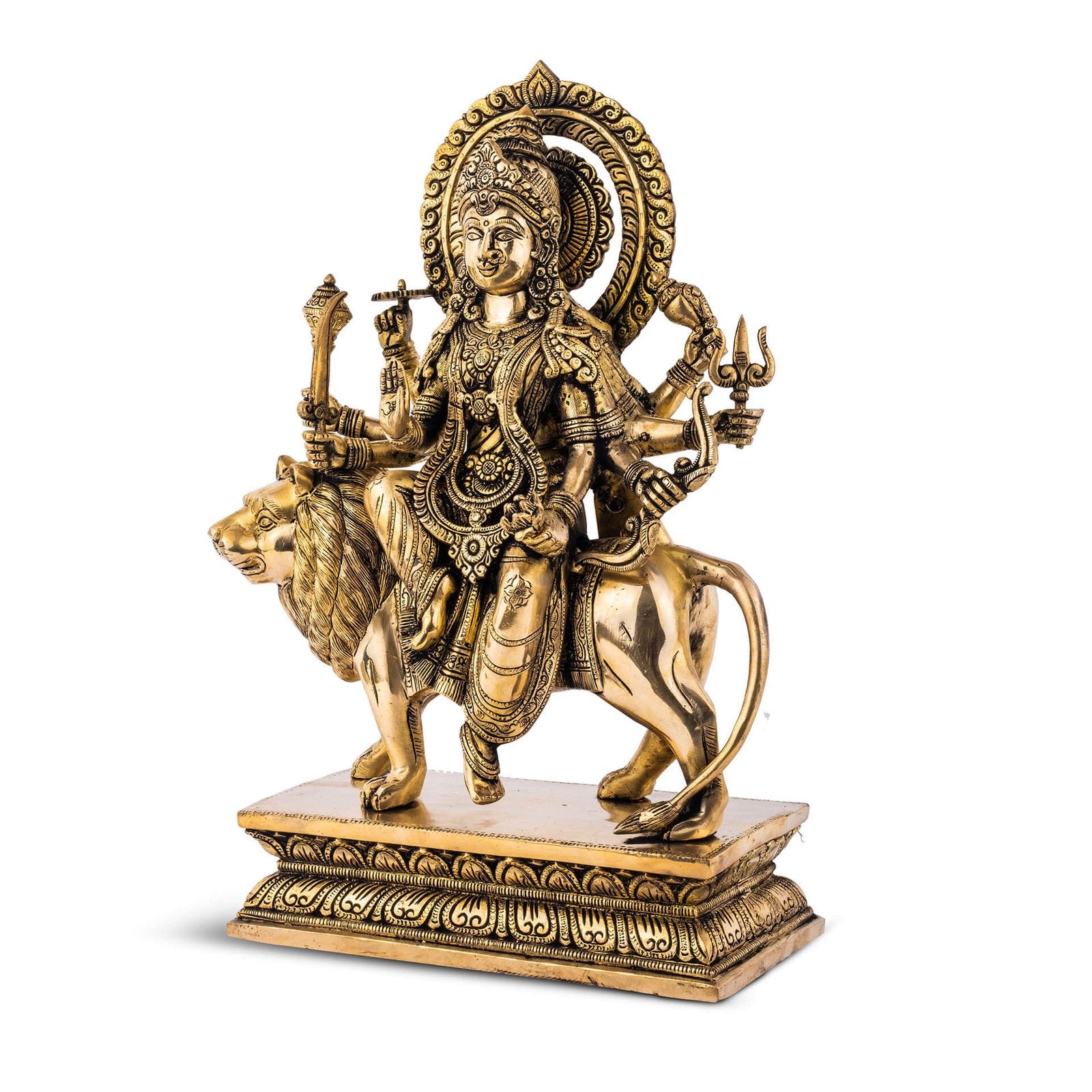 Durga With Base Idol - Large in Brass