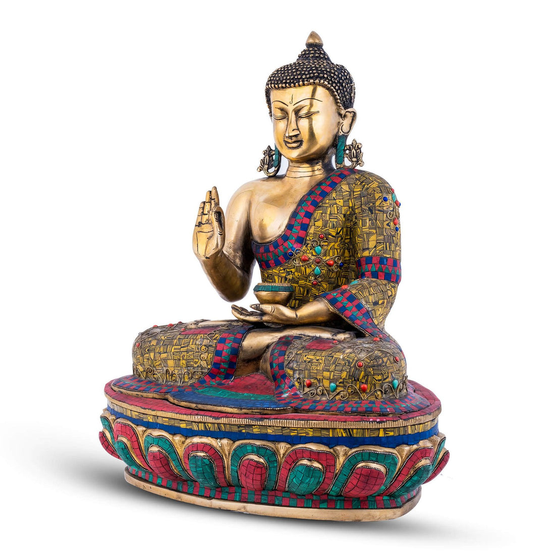 Mosaic Buddha Sitting - Large in Brass