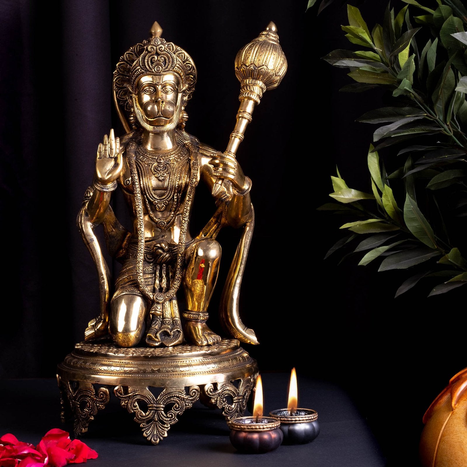 Hanuman Sitting Idol - Large in Brass