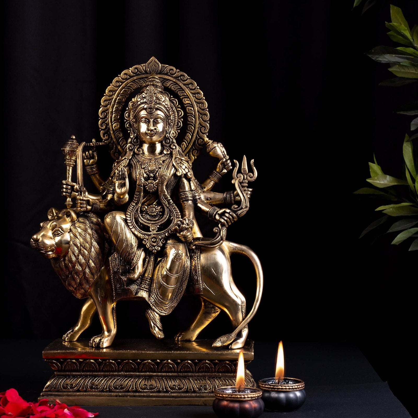 Durga With Base Idol - Large in Brass
