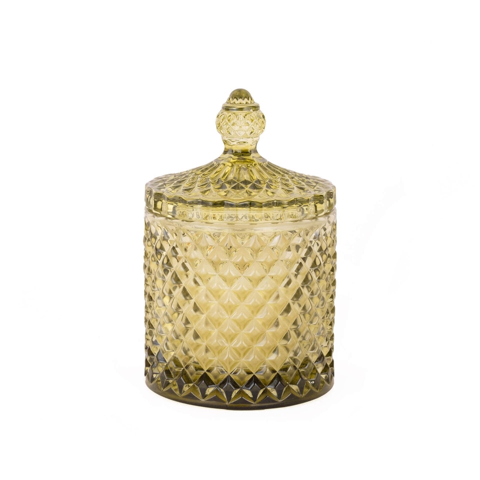 Cut-Glass Candle With Lid