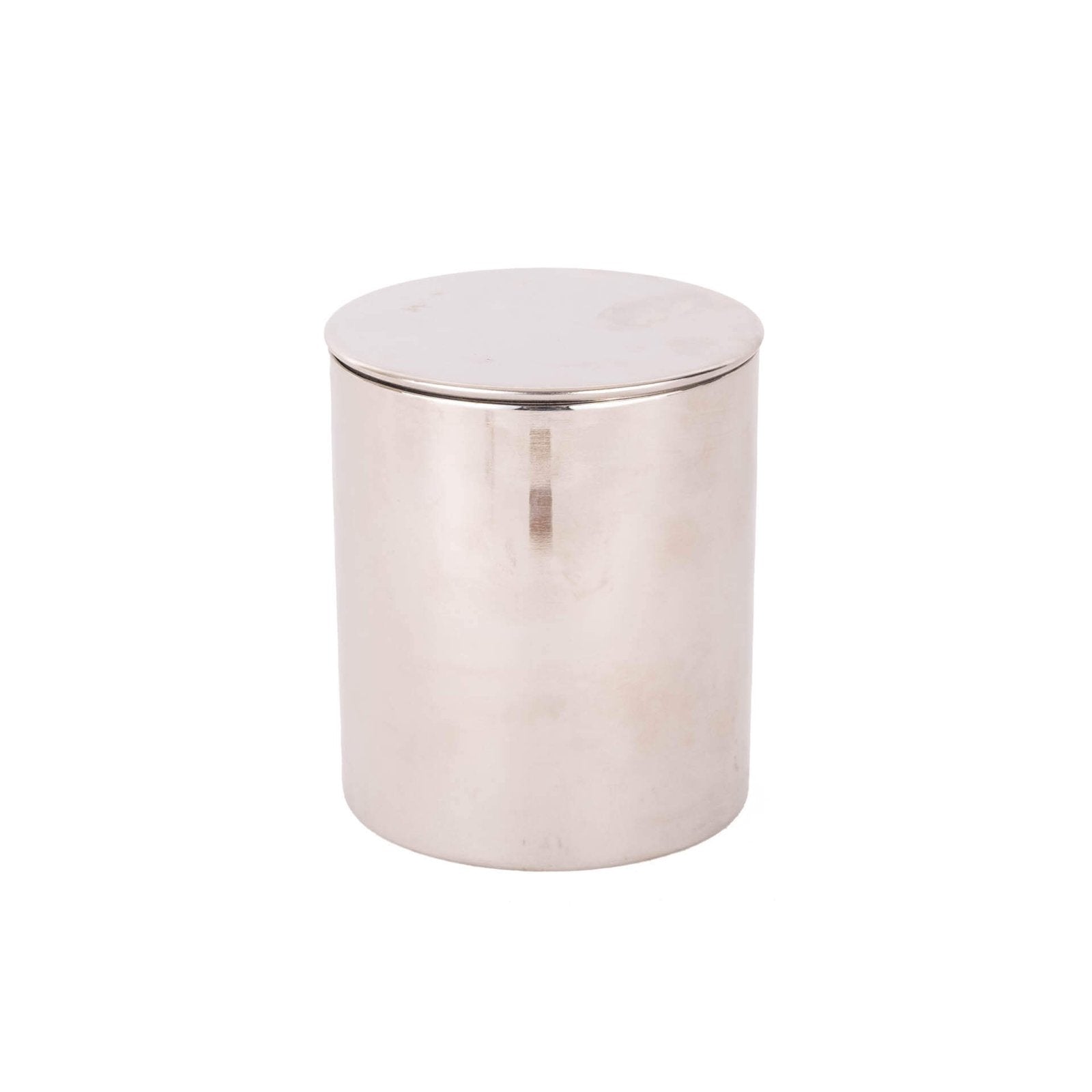 Metal Candle With Lid - Silver