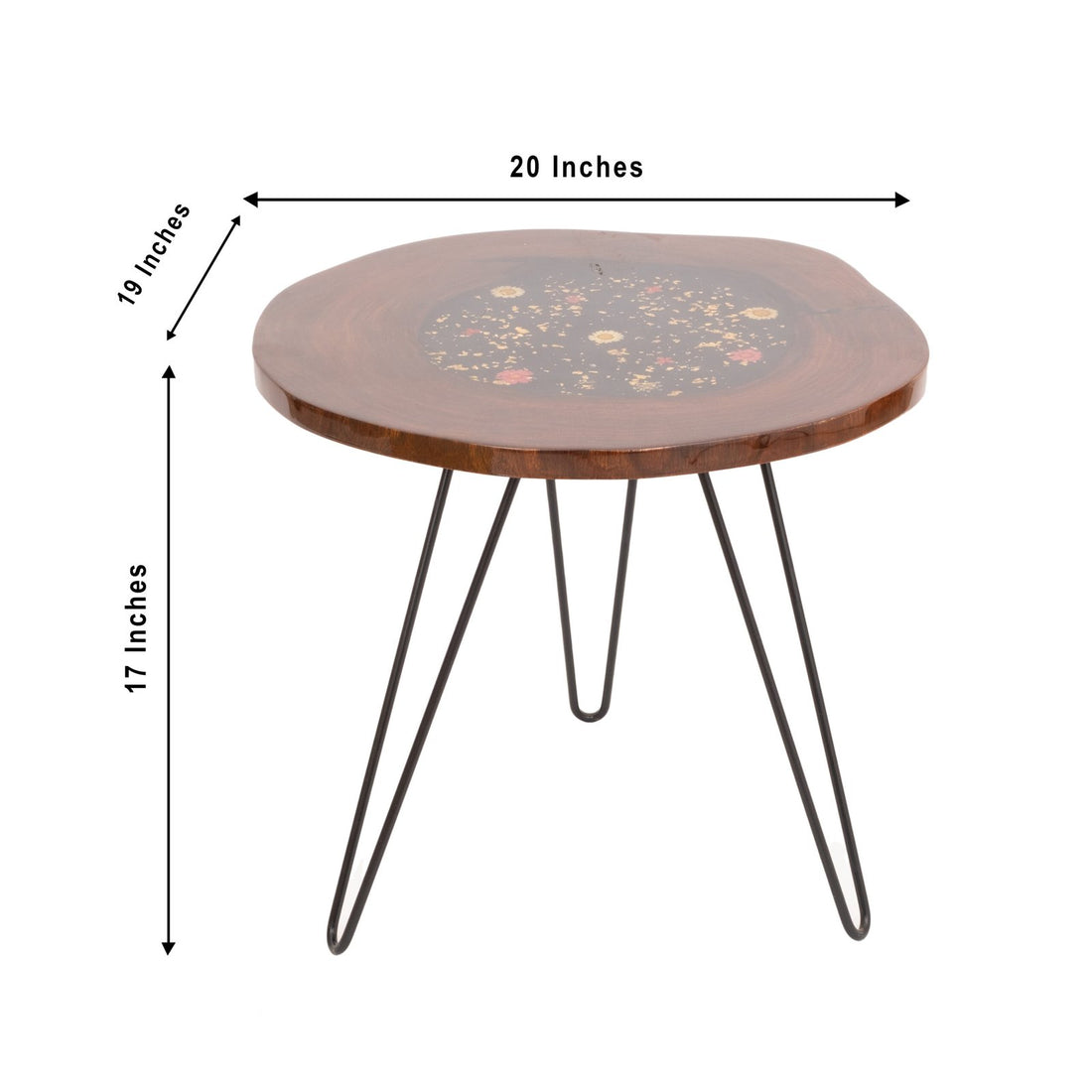 Cookie Slice Flora Table - Wood and Resin