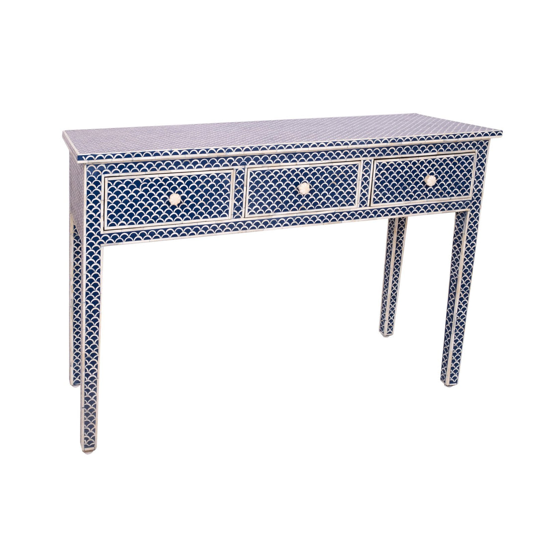 Bone Console Table - Blue in Wood and Inaly