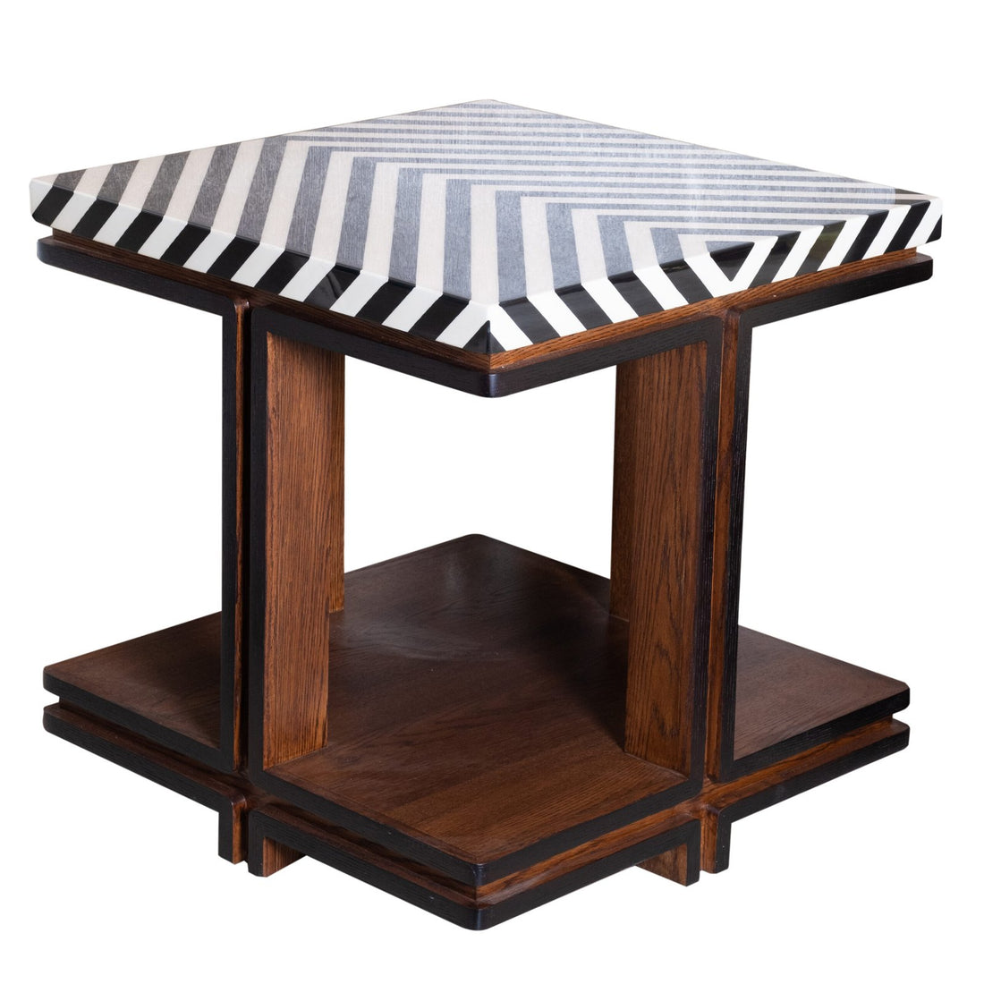Chevron Design Top - Side Table in Teak Wood