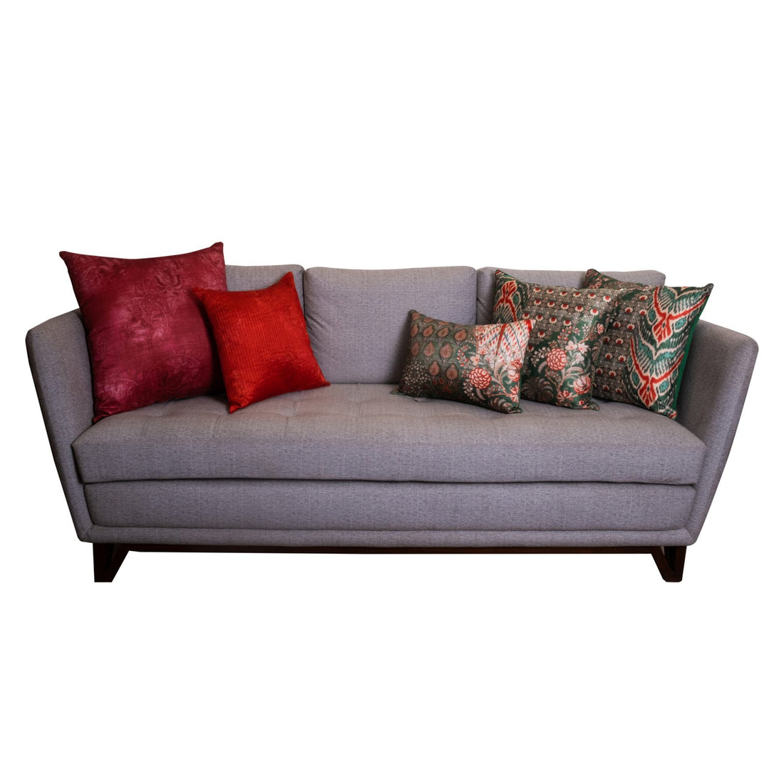 Angular grey sofa - Three seater in Teak Wood