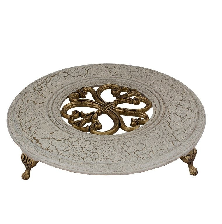 Zareen Round Trivet - Beige in Metal