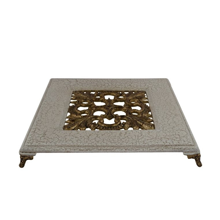 Zareen Square Trivet - White in Metal