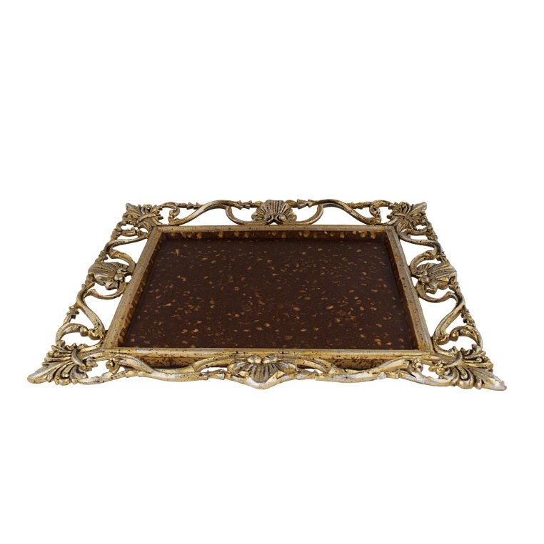Zareen Tray - Brown in Metal