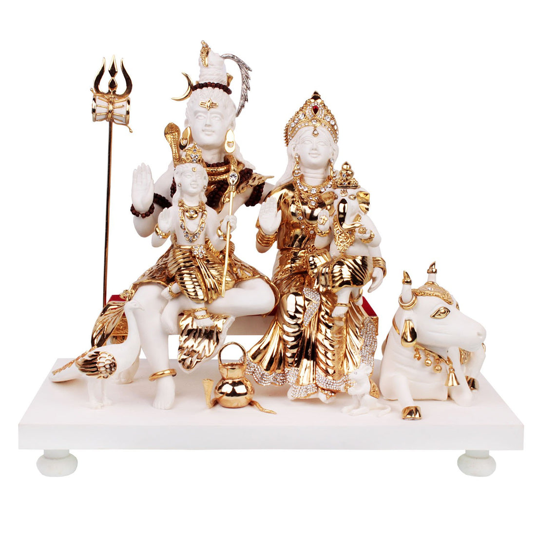 Shiv Parivaar - White in Resin and Gold Plated