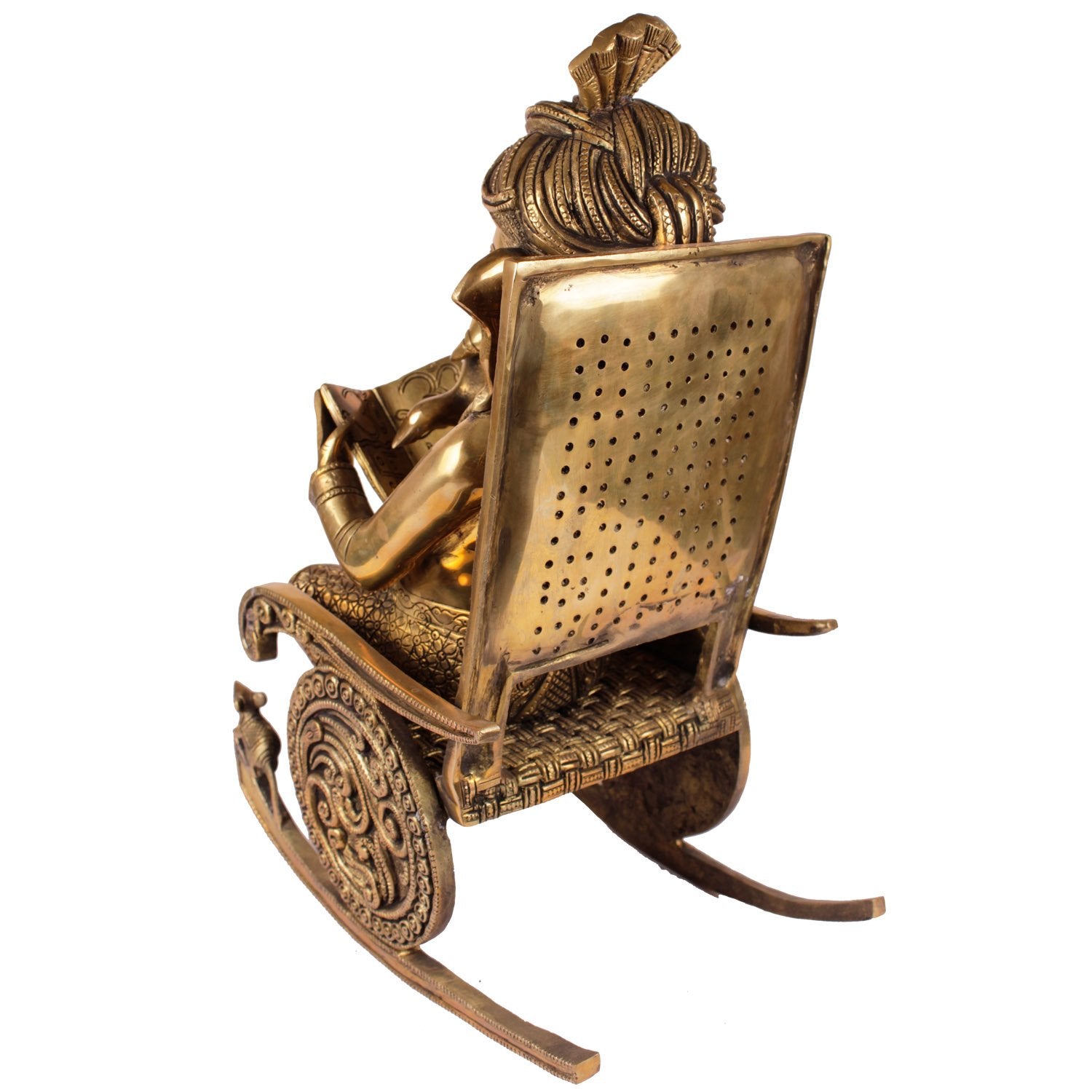 Reading Ganesh On A Rocking Chair - Brass