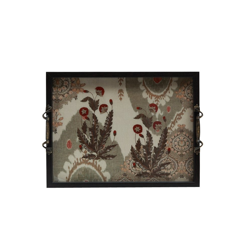 Gul Tray - Beige in wood and Glass