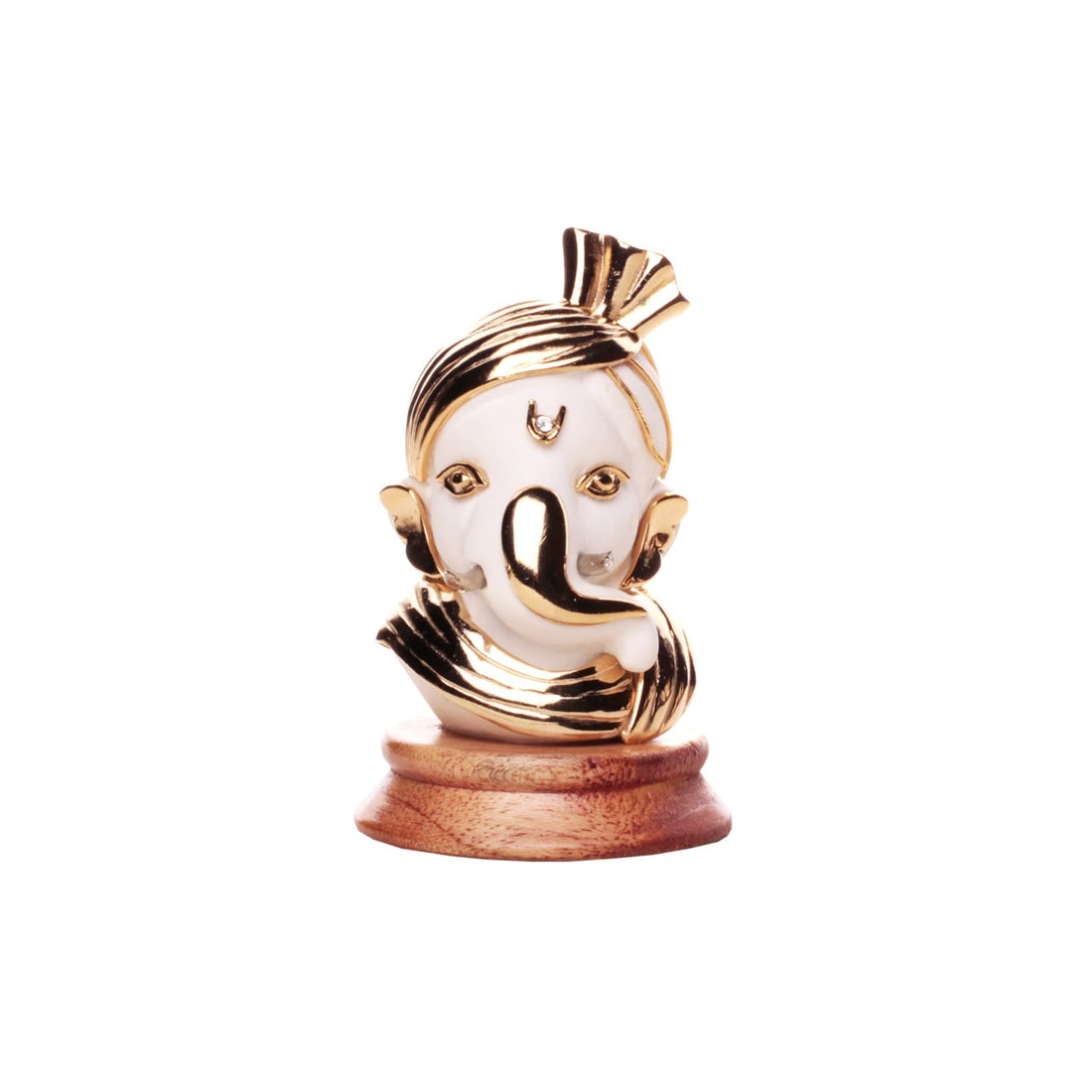 Pagdivinayak Ganesh Idol - White in Resin and Gold Plated