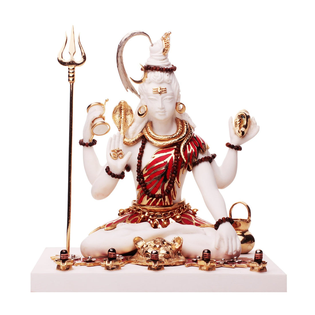 Shiva Idol - White and Coral in Resin and Gold Plated