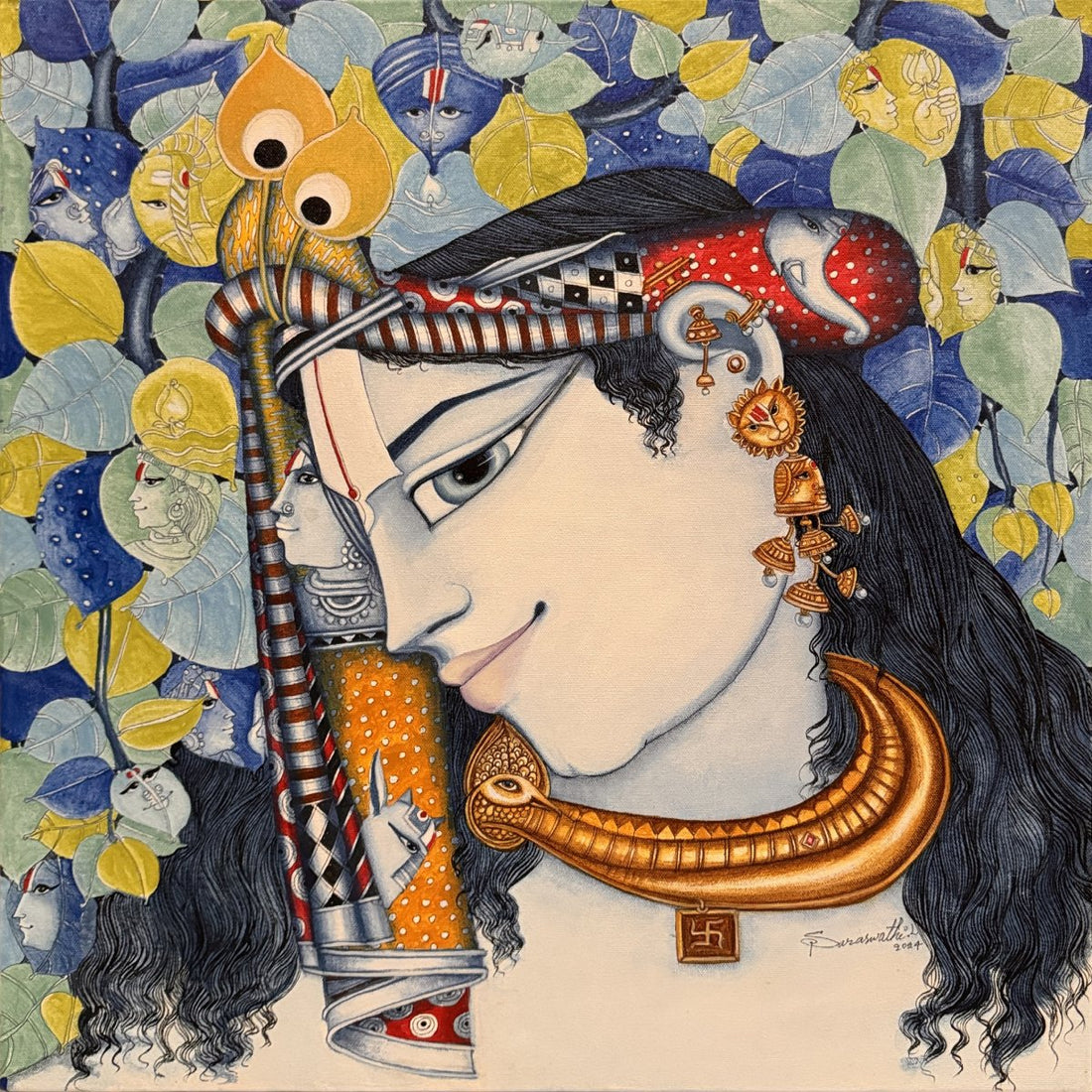 Krishna By L Saraswathi - Acrylic on canvas