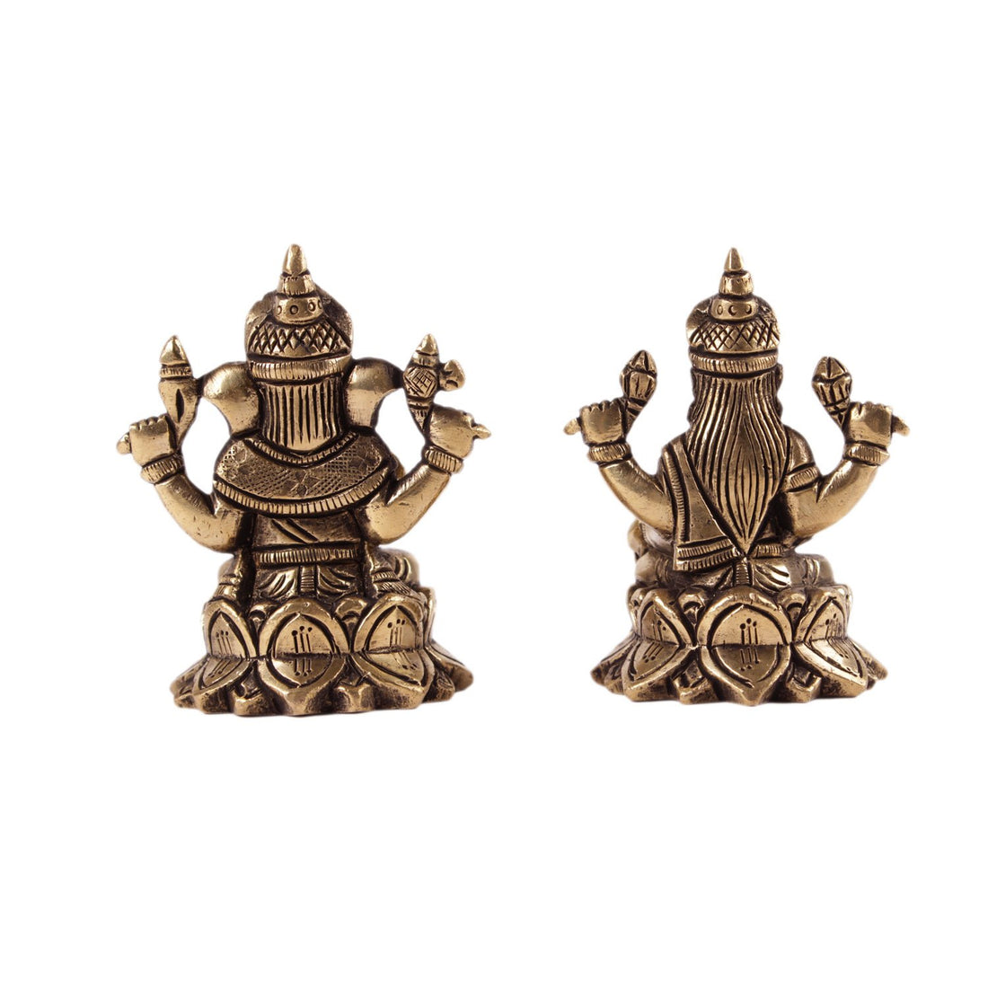 Ganesh Lakshmi Seated On A Louts - Brass