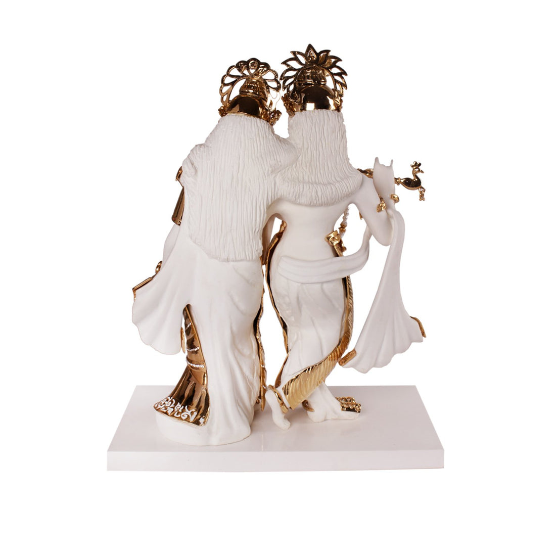 Kahna With Radha Idol - White in Resin and Gold Plated