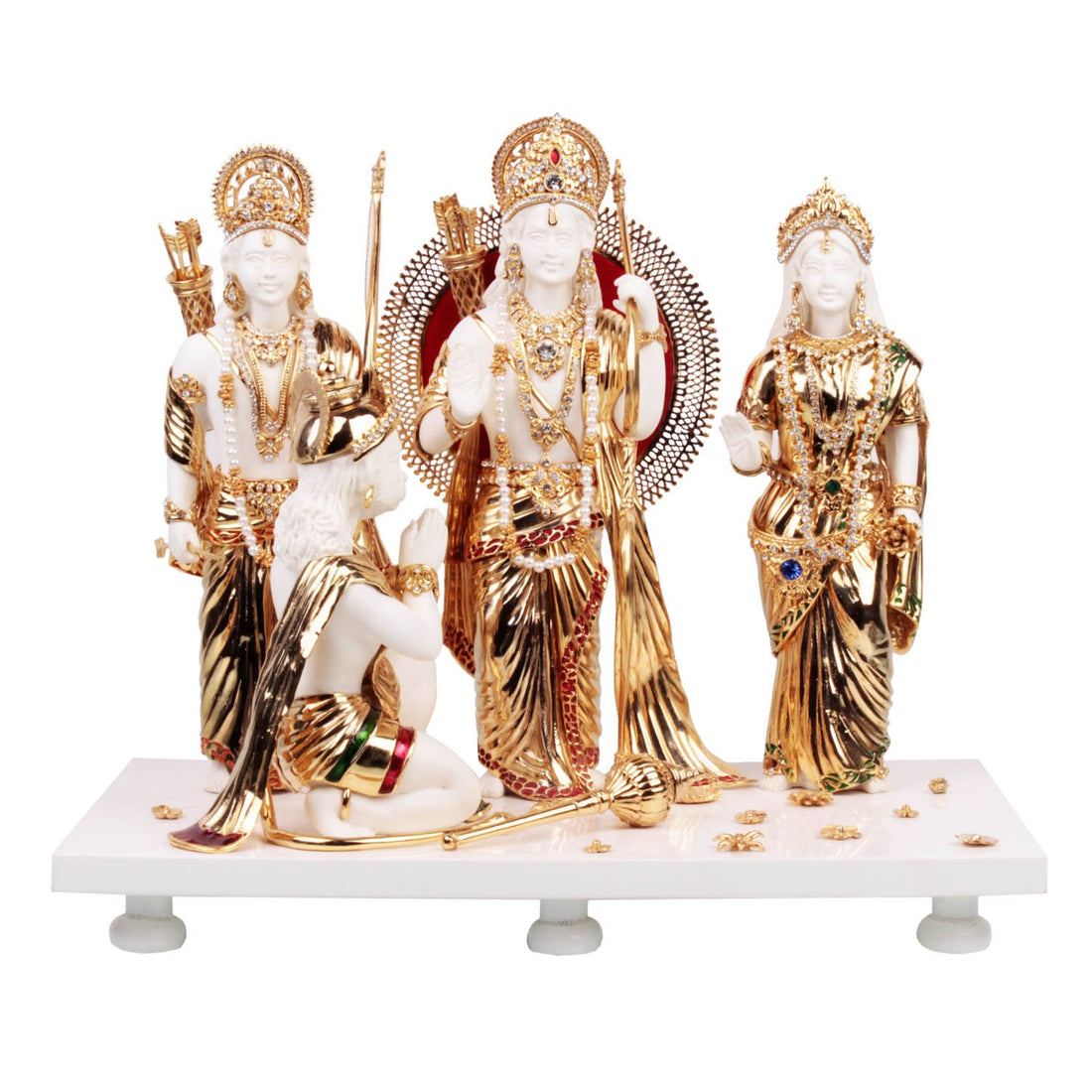 Ram Darbar Idol - White Large in Resin and Gold Plated