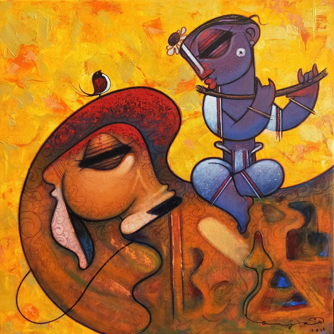 Untitled By Ramesh Gujar - Acrylic on canvas
