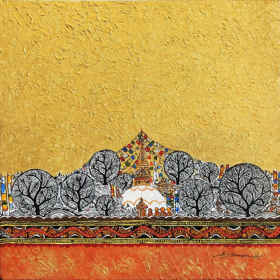 Untiltled By S C Suman - Acrylic on canvas