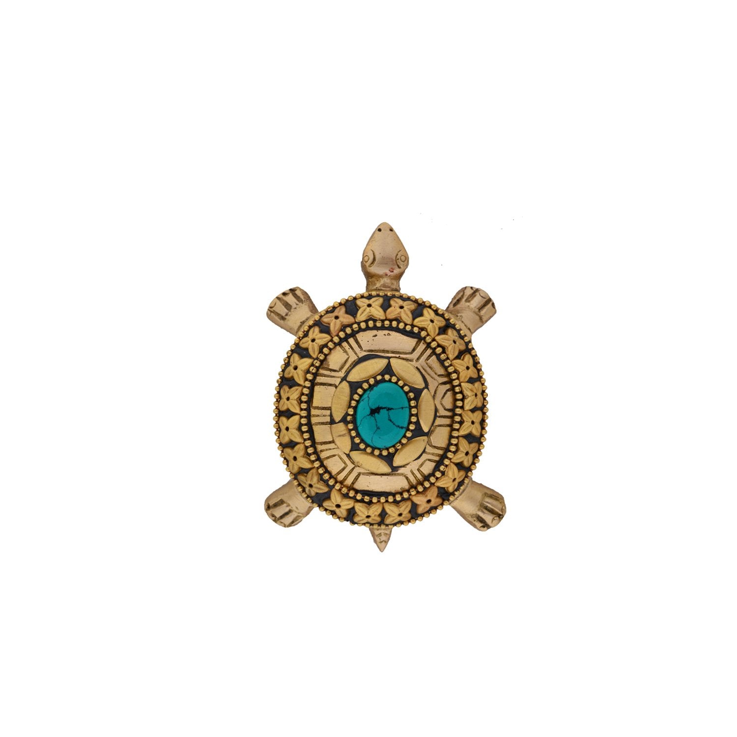 Tortoise With Laxmi Yantra – Multi Color in Brass